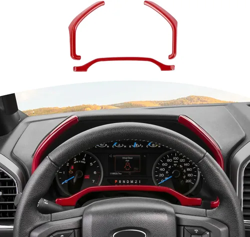 Vista 8 de RT-TCZ Para F150 Dash Cluster Panel de Instrumentos Insertar Medidores Cubierta para Ford F150 2015-2020 Negro ABS Fibra de Carbono Accesorios