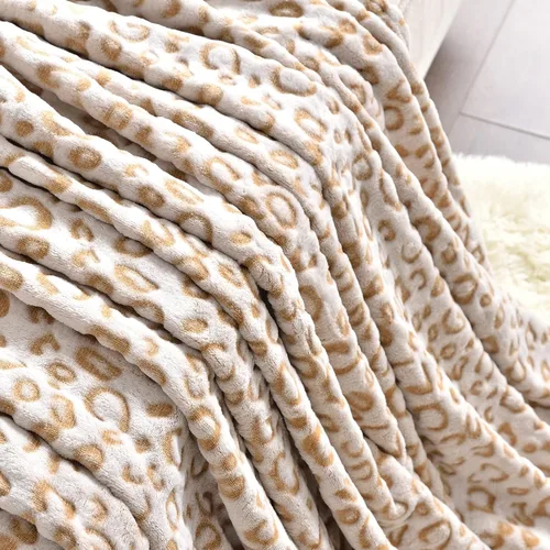 Vista 5 de PLEASANT BOULEVARD Manta de leopardo de forro polar, colcha de microfibra premium, ligera, cálida y acogedora, para sofá y cama
