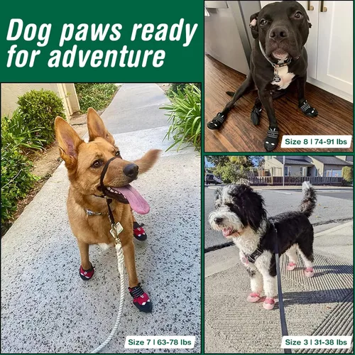 Vista 4 de Zapatos de perro para perros grandes, botas impermeables para nieve de invierno, pavimento caliente de verano, botines para perros y protectores