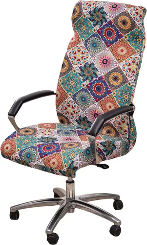 Vista 8 de CRFATOP Funda elástica para silla de oficina de computadora con cremallera duradera, funda giratoria universal para silla de escritorio