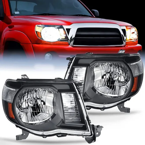Ensemble de phares Nilight para 2005 2006 2007 2008 2009 2010 2011 Toyota Tacoma Faro de repuesto Carcasa negra Reflector ámbar