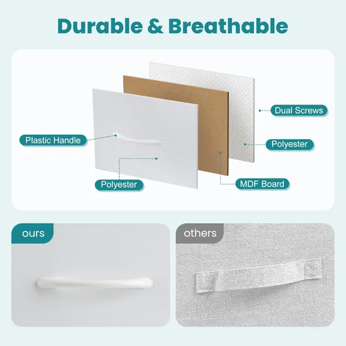 Vista 104 de OLIXIS Cómoda de 5 cajones para dormitorio, torre de almacenamiento de tela para sala de estar, entrada, marco de acero resistente, parte superior