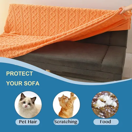 Vista 5 de Funda de terciopelo coral para futón, funda para sofá cama sin brazos a prueba de arañazos y gatos para sala de estar (azul, S)