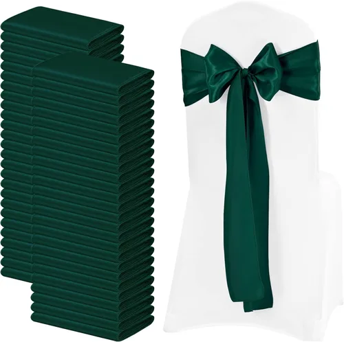 Vista 31 de 72 bandas de satén para silla, color azul bebé, lavables y reutilizables, fundas universales para silla, suministros para atar en la espalda