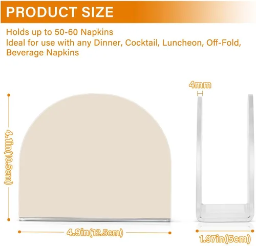 Vista 3 de Servilletero beige para mesa, dispensadores de servilletas de tejido acrílico, servilleteros de cóctel transparentes para encimeras, hotel
