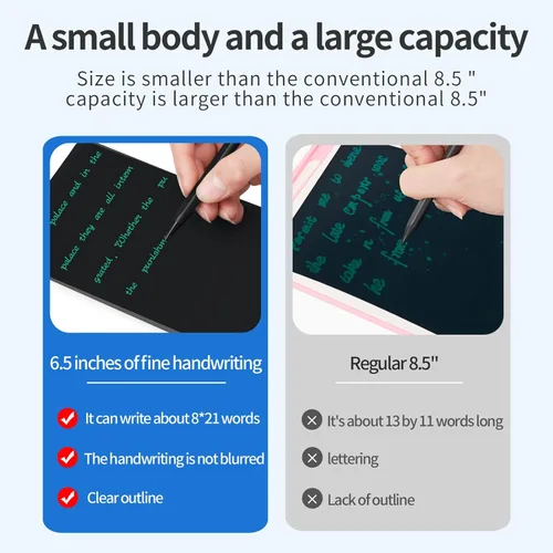 Vista 8 de Amoretti Sonnet Mini tableta de escritura LCD, almohadillas de dibujo electrónicas reutilizables borrables de 6.5 pulgadas, almohadilla electrónica