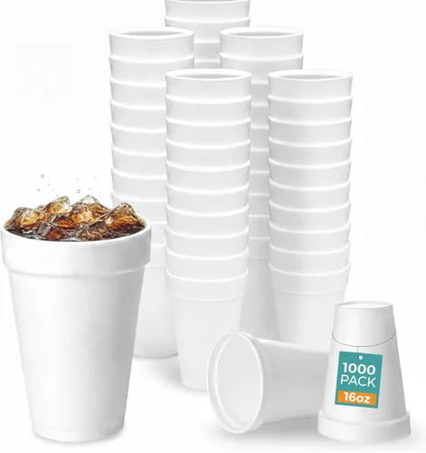 Vista 20 de Paquete de 25 vasos desechables de espuma de 8 onzas – Taza de bebida fría y caliente con aislamiento de espuma blanca, tazas de espuma de 8 onzas