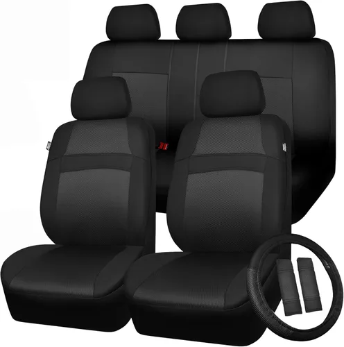 CAR PASS - Fundas de asiento universales de 13 piezas de malla de aire 3D - 100% transpirables, juegos completos, cubierta de volante y cinturón,