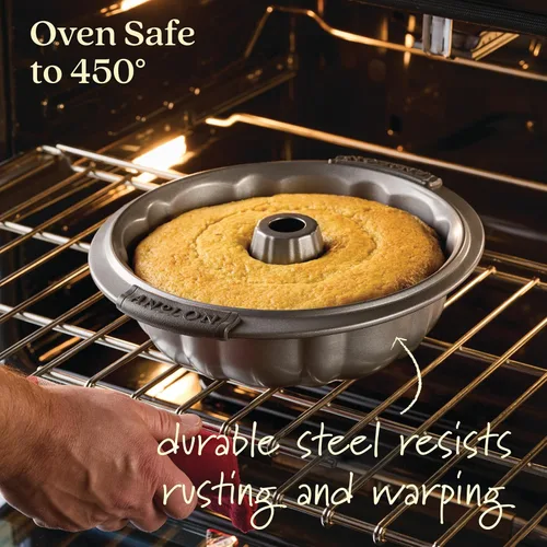 Vista 6 de Anolon Molde estriado antiadherente avanzado para hornear, 9.5 pulgadas, gris, acero al carbono