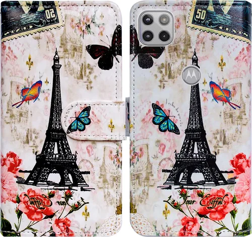 Vista 19 de Bcov Motorola One 5G Ace - Funda de piel con tapa y diseño de pájaro negro, con ranuras para tarjetas, cierre magnético y soporte