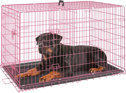 Vista 18 de FDW Jaula para perros pequeños, de 18 pulgadas, plegable, de alambre de metal, para mascotas, una sola puerta con panel divisor, para interiores