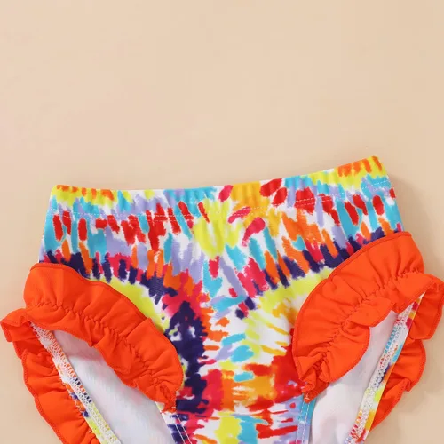 Vista 5 de YOUNGER TREE Traje de baño de verano para niñas pequeñas, sin mangas, traje de baño a rayas, traje de dos piezas, bikini