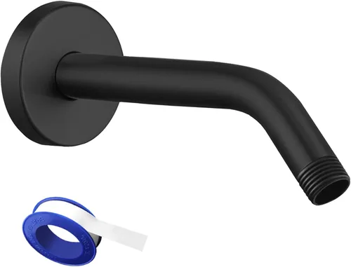 Vista 24 de Voolan Brazo de ducha con brida y cinta de teflón, brazo de extensión de cabezal de ducha para cabezal de ducha fijo de baño, acero inoxidable