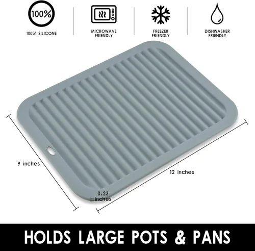 Vista 5 de Juego de 2 salvamanteles de silicona de 9 x 12 pulgadas, multiuso, antideslizantes, flexibles, duraderos, resistentes al calor, color rojo, verde