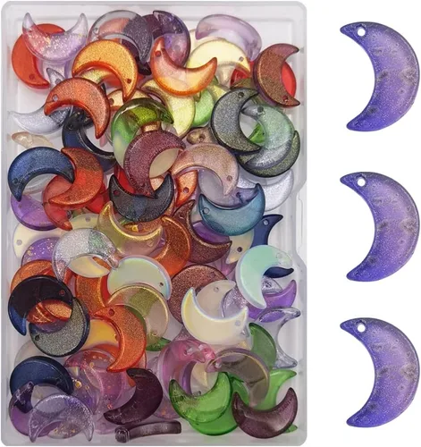 Vista 7 de INSPIRELLE 100 cuentas colgantes de cristal de luna creciente para hacer joyas y accesorios de manualidades, 0.47 x 0.59 pulgadas