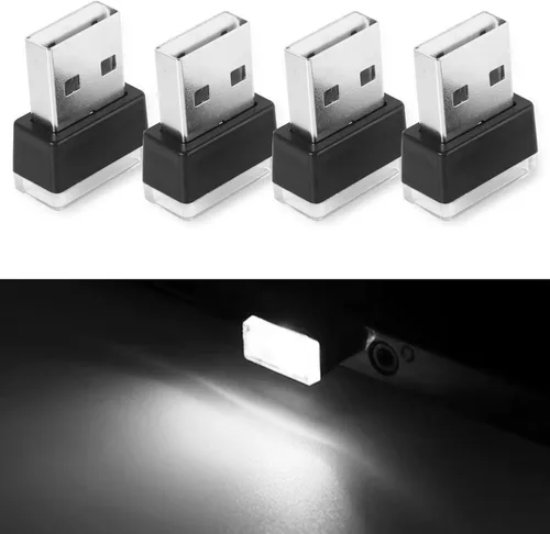 Vista 9 de NTNEV 4 lámparas LED USB para el interior del automóvil, mini luces LED USB para decoración del automóvil, kit de iluminación ambiental, interfaz