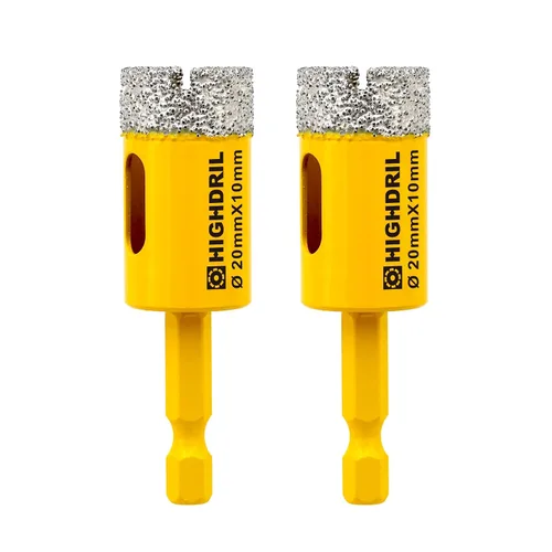 HIGHDRIL Brocas de diamante seco – 2 brocas de núcleo de diamante de 0.78 pulgadas (0.787 in) de 4/5 pulgadas con vástago hexagonal de ajuste rápido