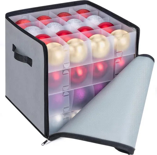 Vista 42 de BALEINE Caja de almacenamiento de adornos navideños con divisores, contenedor de almacenamiento de adornos navideños de alta calidad para Negro