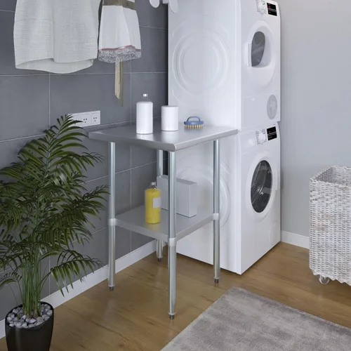 Vista 6 de Mesa de trabajo consin 4 ruedas ruedas de acero inoxidable mesa de trabajo de preparación de alimentos 24" X 24". Certificado NSF (sin ruedas)