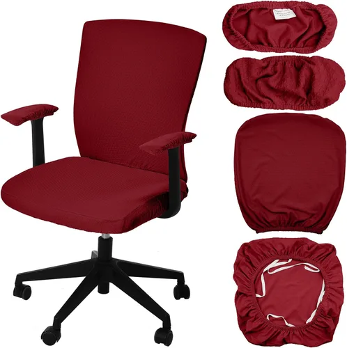 Vista 7 de Tallew 4 fundas para sillas de oficina, fundas universales para sillas de computadora, fundas protectoras elásticas para asiento de silla, fundas