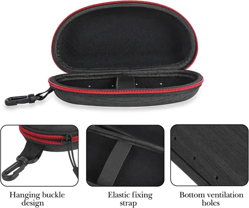 Vista 3 de Linkidea Estuche rígido extra grande para lentes de sol, bolsa de almacenamiento de gafas de sol de gran tamaño (XXL), Negro
