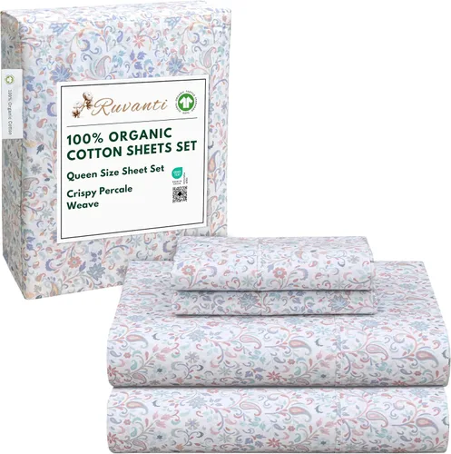 Vista 193 de RUVANTI - Juego de sábanas individual XL, 100% algodón orgánico, percal, certificado GOTS, 3 piezas, bolsillo profundo de 15 pulgadas, frescas
