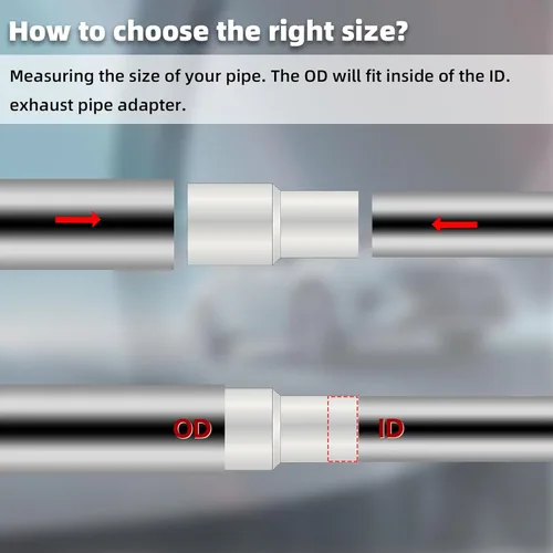 Vista 3 de Conector adaptador de escape de 1.75 pulgadas de diámetro exterior a 2 pulgadas de diámetro interior, reductor de tubo de escape A-KARCK de 4