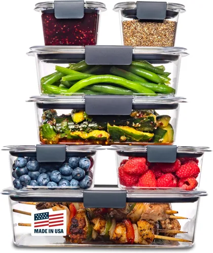 Vista 12 de Rubbermaid Brilliance - Juego de 5 contenedores de almacenamiento de alimentos (10 piezas), sin bisfenol A, a prueba de fugas, transparentes