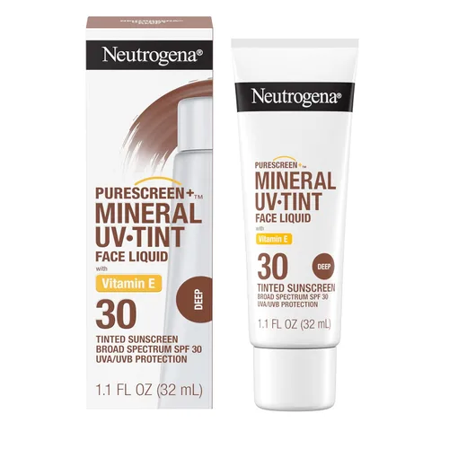 Vista 2 de Neutrogena Purescreen+ Protector solar tintado para rostro con SPF 30, protector solar mineral de amplio espectro con óxido de zinc y vitamina E