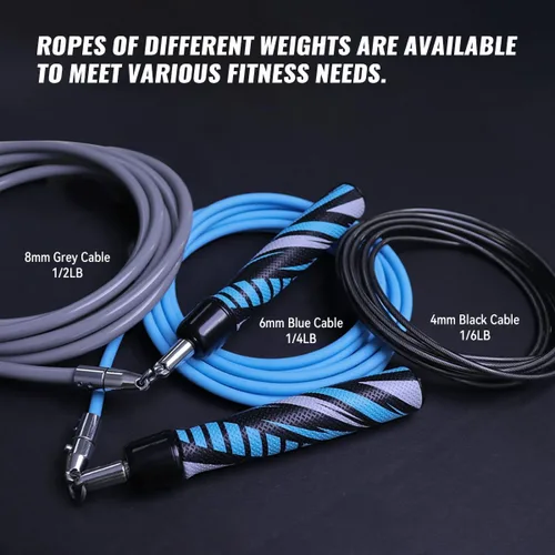 Vista 2 de Hererope - Cuerda de saltar 3 en 1 para hombres y mujeres, 1/6 lb, 1/4 lb, 1/2 lb, juego de cuerda de saltar con pesos intercambiables