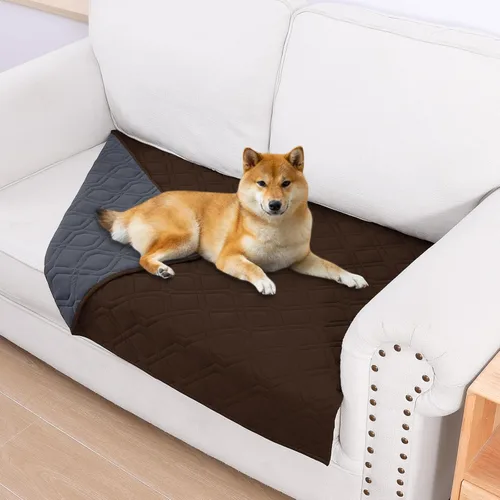 Vista 82 de Smiry Funda impermeable para cama de mascota, suave y lavable, para muebles, cama, sofá, reversible, a cuadros (30 x 53 pulgadas, color beige/beige)