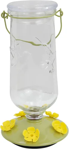 Perky-Pet 9108-2 Desert Bloom - Comedero para colibríes de vidrio con relleno superior, color verde, capacidad de 32 onzas