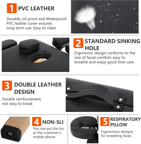 Vista 5 de PayLessHere Cama de Masaje Portátil Mesa de Masaje de 24 pulgadas de Ancho Cama de Pestañas 2 Plegable Altura Ajustable Mesa de Spa con Bolsa No