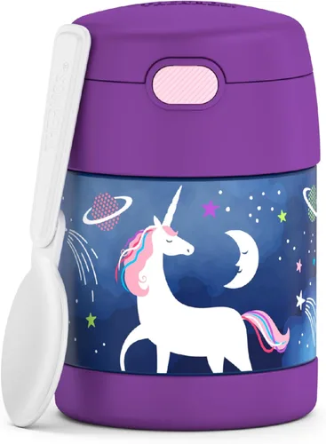 Vista 31 de THERMOS FUNTAINER - Recipiente para comida con cuchara para niños con aislamiento al vacío, de acero inoxidable, 10 onzas, Baby Shark
