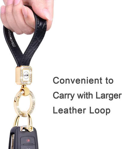 Vista 3 de Llavero de coche de cuero Bling Wisdompro, llavero universal de cuero de microfibra para llave FOB Llavero soporte de llaves accesorios