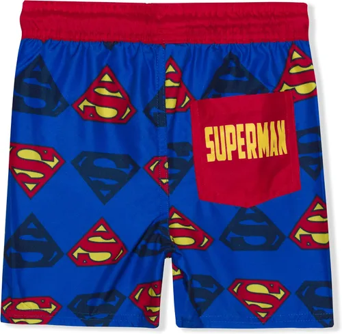 Vista 5 de DC Comics Superman or Batman Boys Long Sleeve Tee and Bathing Suit Shorts Set for Toddler and Little Kids BlackRed