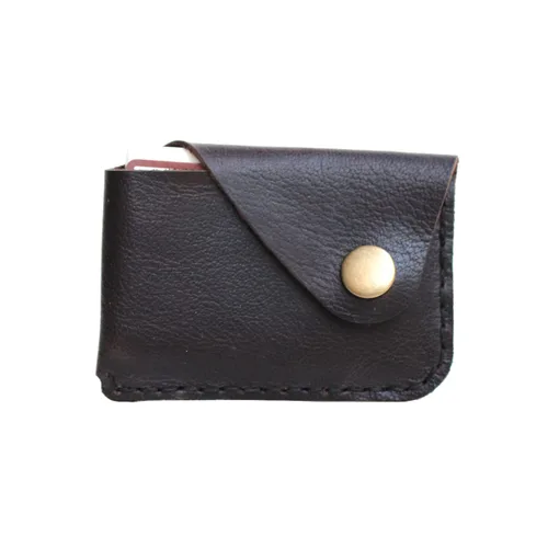 Vista 2 de Handmade Leather Front Pocket Card Holder Wallet, Bifold Design with Card Slots, Minimalist Card Case Simple