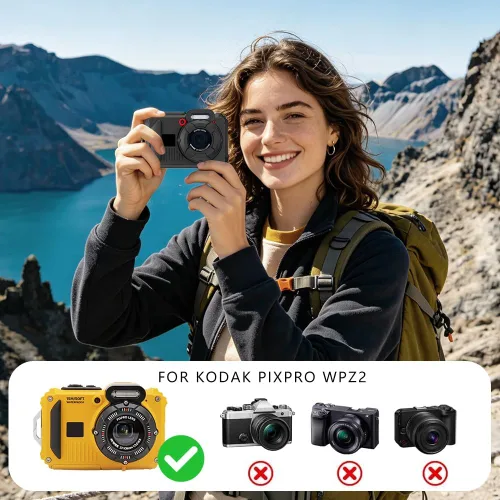 Vista 2 de Funda protectora de silicona para cámaras digitales Kodak Pixpro wpz2, con protector de pantalla y cordón, para accesorios Kodak Pixpro wpz2 - Negro