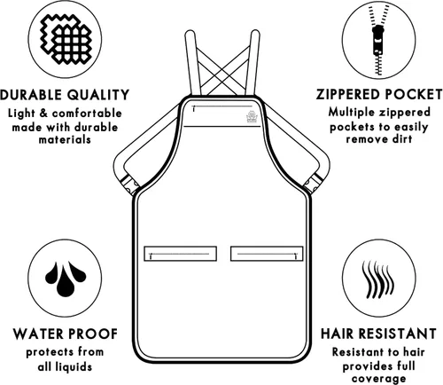 Vista 7 de King Midas - Delantal de peluquero unisex para estilista (negro), Negro