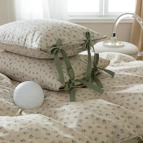 Vista 194 de mixinni Juego de funda de edredón de algodón floral para niñas y adolescentes, con lazos de cremallera, fácil cuidado, ultra suave y transpirable