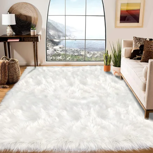 Vista 135 de Latepis - Alfombra rectangular de piel sintética tipo lana de oveja suave y esponjosa de estilo bohemio para sala de estar, dormitorio y residencias