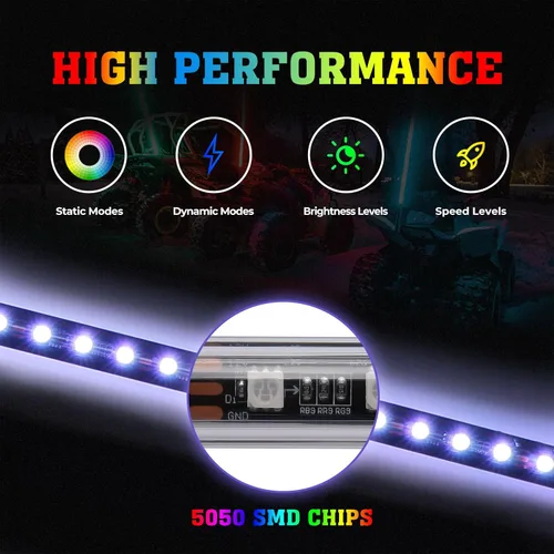 Vista 4 de KEMIMOTO 2 piezas luces de látigo LED de 2 pies para Side by Side, luces de látigo LED para UTV ATV barco todoterreno, control remoto RF compatible