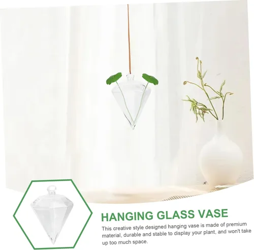 Vista 4 de ibasenice 2pcs Hanging Glass Vase Hydroponic Planter for Indoor Garden Decor Elegant Transparent Hanging for Balcony Home Decoration Creative