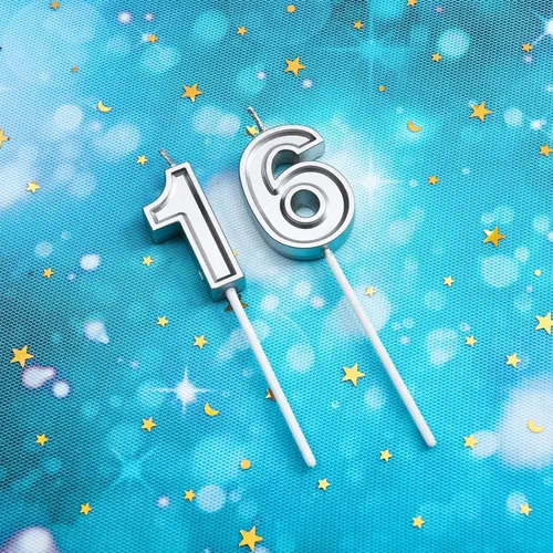 Vista 7 de Velas de cumpleaños número 16, velas con números de pastel de feliz cumpleaños, decoración para suministros de celebración de aniversario de boda
