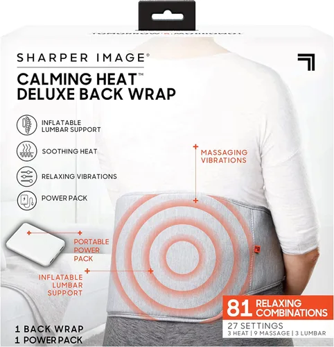 Vista 7 de Sharper Image: almohadilla térmica de calefacción eléctrica trasera con soporte lumbar inflable personalizable, calor calmante y vibraciones