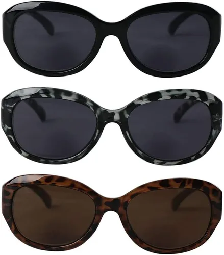 Lentes de sol bifocales de lectura para mujer, 3 pares, estilo vintage, diseño ovalado Jackie