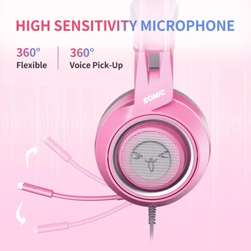 Vista 3 de SOMIC G951s - Auriculares estéreo para juegos con micrófono para PS4 Xbox PC teléfono celular reducción de ruido de 0138in auriculares ligeros sobre