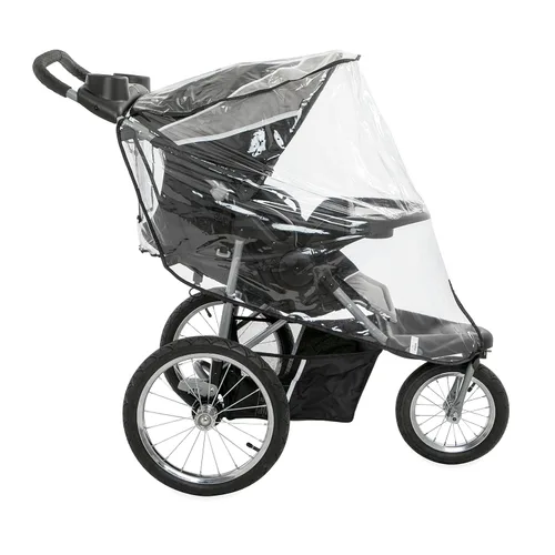 Vista 4 de Nuby Protector de lluvia para cochecito de correr, funda transparente para cochecito con bolsillo de almacenamiento, solo se adapta a la mayoría