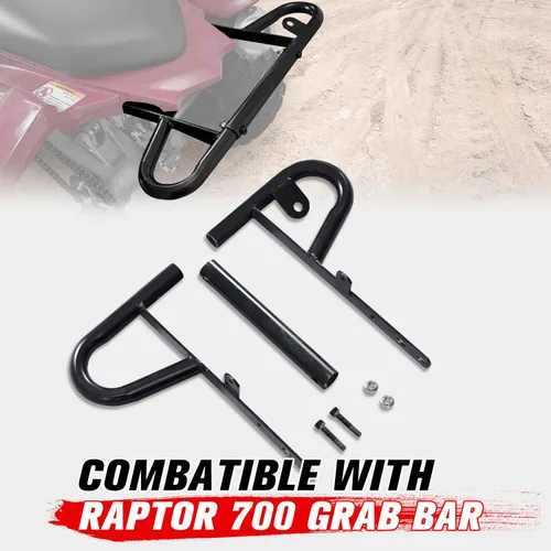 Vista 4 de Parachoques trasero para ATV Raptor, HAKA TOUGH negro acero trasero Pasanger Grab Bar Racing Handle Parachoques para Yamaha Raptor 700/700R