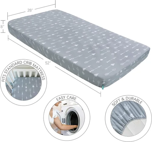 Vista 3 de Biloban Juego de sábanas de microfibra de 3 piezas para niños pequeños, incluye sábana de colchón para cuna, sábana encimera y funda de almohada